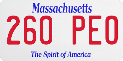 MA license plate 260PE0