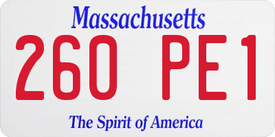 MA license plate 260PE1