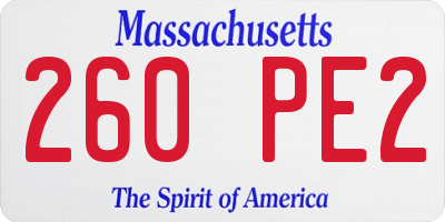 MA license plate 260PE2
