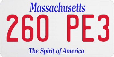 MA license plate 260PE3