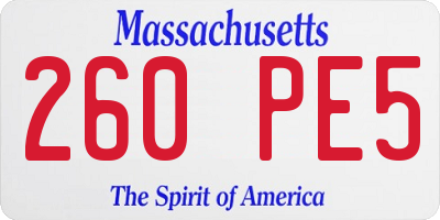MA license plate 260PE5