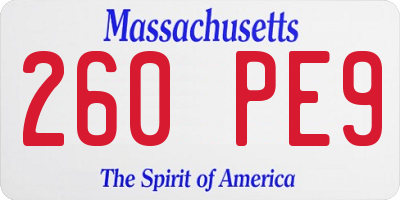 MA license plate 260PE9