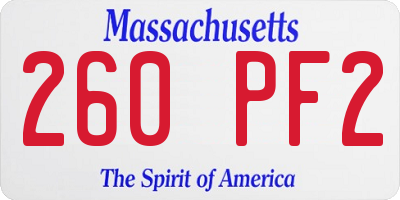 MA license plate 260PF2