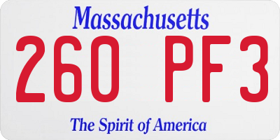 MA license plate 260PF3