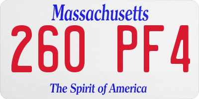 MA license plate 260PF4