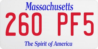 MA license plate 260PF5