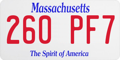 MA license plate 260PF7