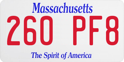 MA license plate 260PF8