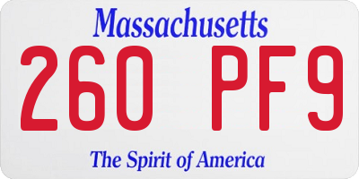 MA license plate 260PF9