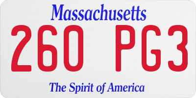 MA license plate 260PG3
