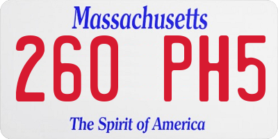 MA license plate 260PH5