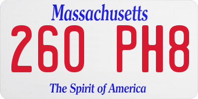 MA license plate 260PH8