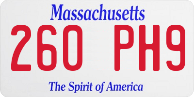 MA license plate 260PH9
