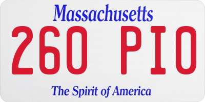 MA license plate 260PI0
