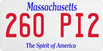 MA license plate 260PI2