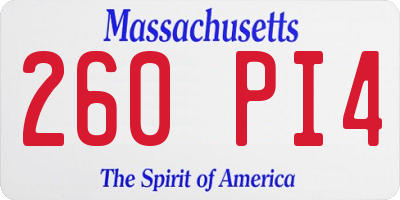 MA license plate 260PI4