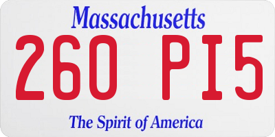 MA license plate 260PI5