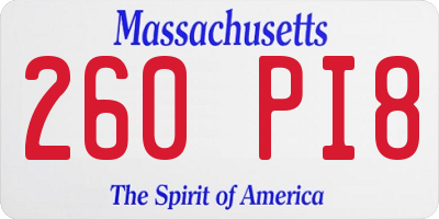 MA license plate 260PI8