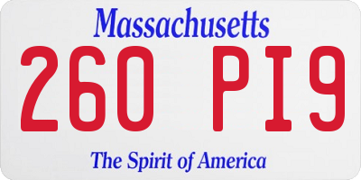 MA license plate 260PI9