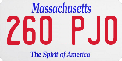 MA license plate 260PJ0