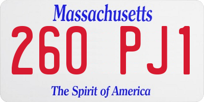 MA license plate 260PJ1