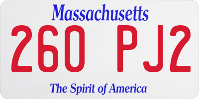 MA license plate 260PJ2
