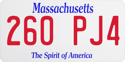 MA license plate 260PJ4