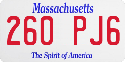 MA license plate 260PJ6