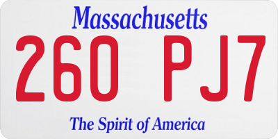 MA license plate 260PJ7