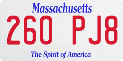 MA license plate 260PJ8