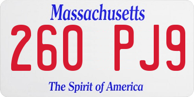 MA license plate 260PJ9
