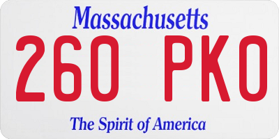 MA license plate 260PK0