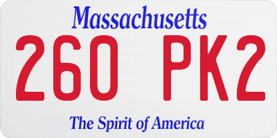 MA license plate 260PK2