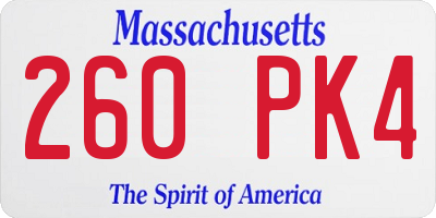 MA license plate 260PK4