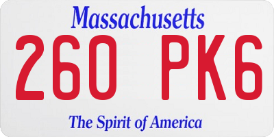MA license plate 260PK6