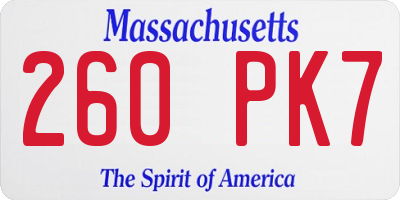 MA license plate 260PK7