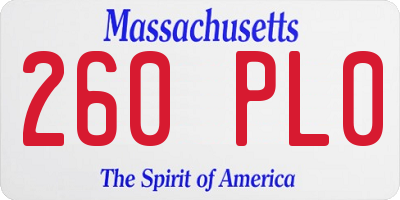 MA license plate 260PL0