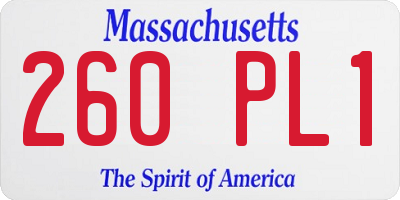 MA license plate 260PL1