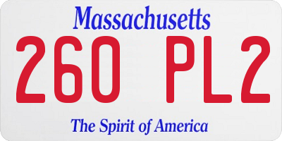 MA license plate 260PL2