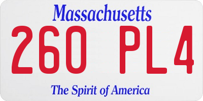 MA license plate 260PL4