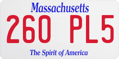 MA license plate 260PL5