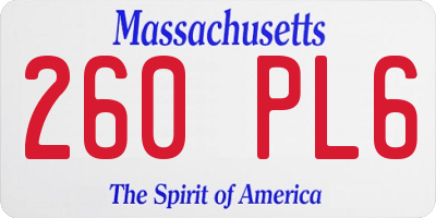 MA license plate 260PL6