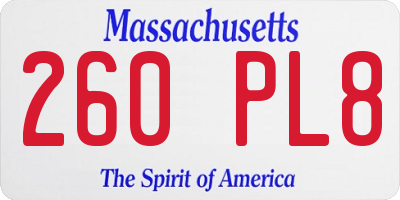 MA license plate 260PL8