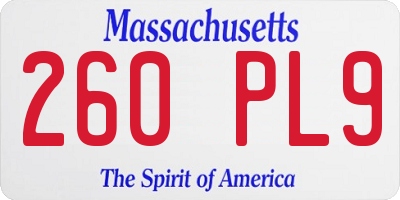 MA license plate 260PL9