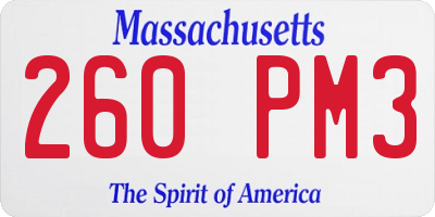 MA license plate 260PM3