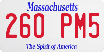 MA license plate 260PM5