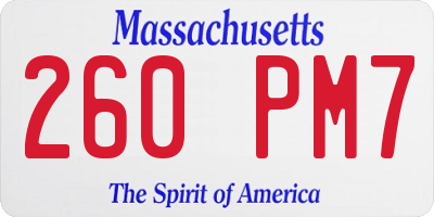 MA license plate 260PM7