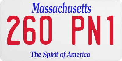 MA license plate 260PN1