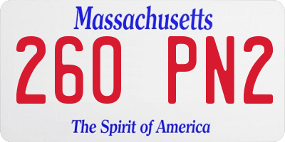 MA license plate 260PN2