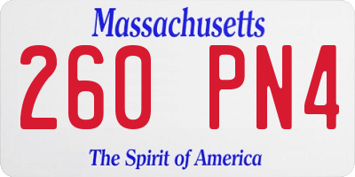 MA license plate 260PN4
